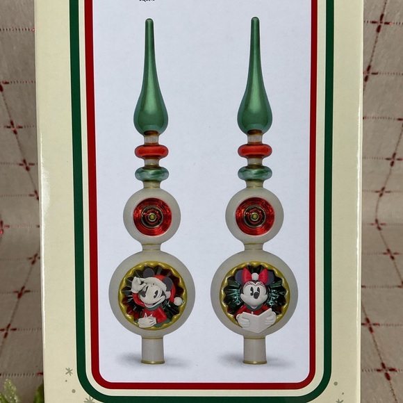 WDW Official Disney Mickey & Minnie Mouse Finial Glass Christmas Tree Topper New - Picture 7 of 7
